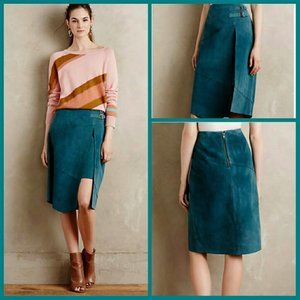Amazing Anthropologie Leifsdottir turquoise leather skirt (0P)